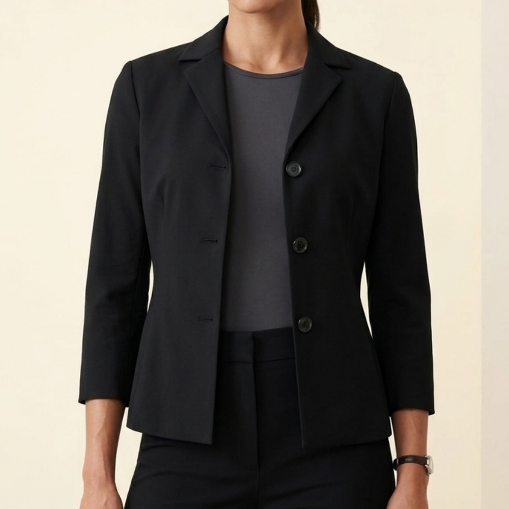 Vintage DVF Black Tailored Colin Jacket 3-Button Blazer Size 6 Made in USA